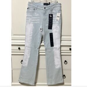 Y.O.Y.O. Junior rinse blue flare jeans, painted look, so hot! NWT